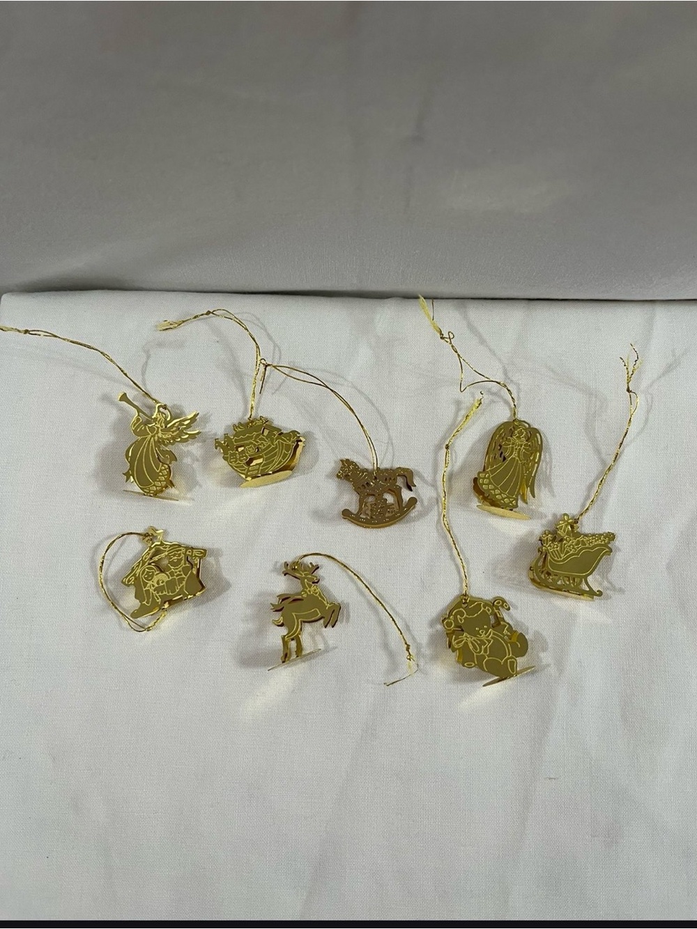 Gold-tone Holiday Charm Ornaments - Set of 9